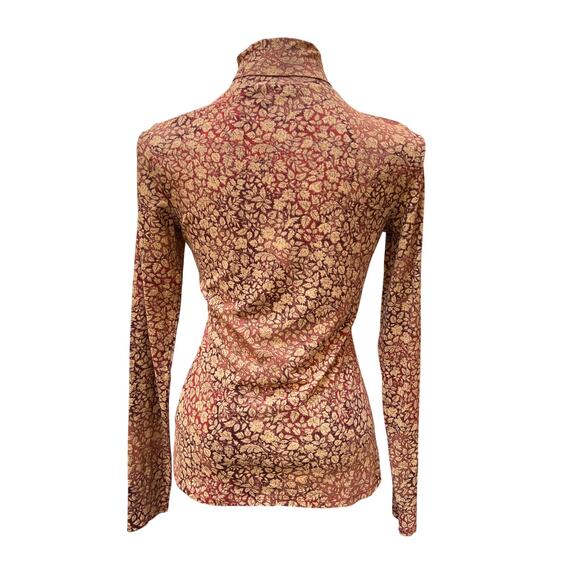 Peruvian Connection Anneliese Pima Cotton Printed Turtleneck Top Size Small - Picture 2 of 4